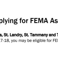 News release: What to Expect after Applying for FEMA Assistance; Tropical Storm Arthur affects several Louisiana parishes.